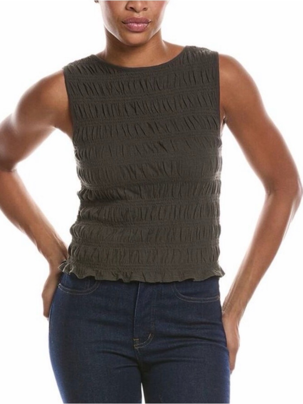 Madewell Smocked Boatneck Grey Top Size Small